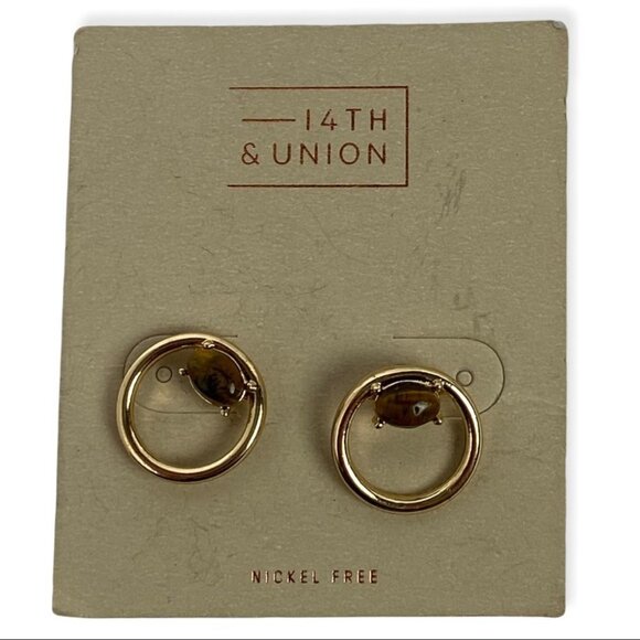 NWT Nordstrom‎ Set of Two Earrings Hoop Studs Stone Dangle Drop Geometric New - Picture 2 of 7